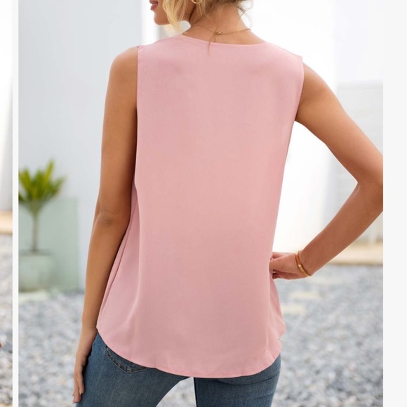 Women's Pink Surplice Tank, Sleeveless, M, Pink, NWOT - Picture 2 of 9